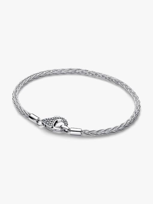 Pandora Moments Pavé Clasp Foxtail Chain Charm Bracelet Sterling silver - Pandora - 