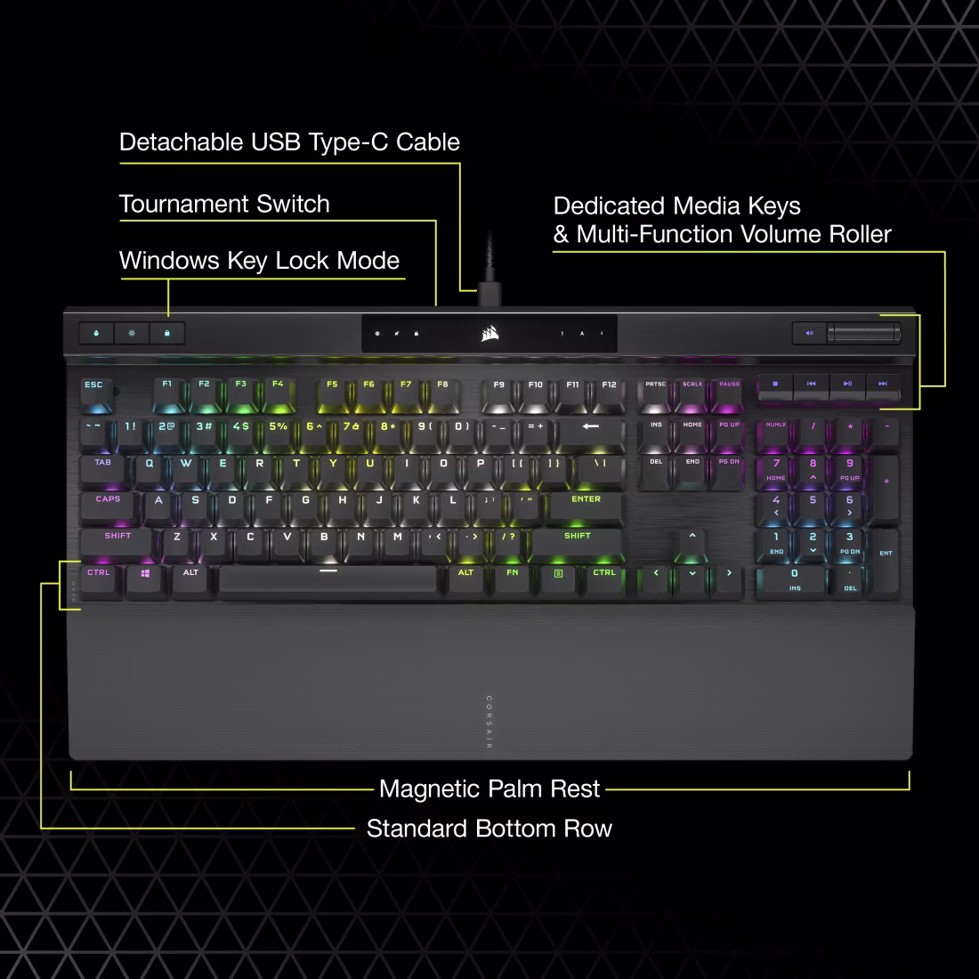 K70 RGB PRO Mechanical Gaming Keyboard with PBT DOUBLE SHOT PRO Keycaps - View image 25