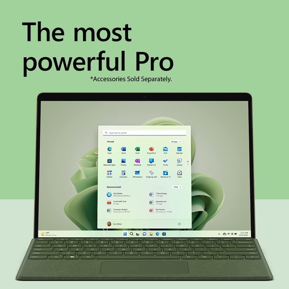 Microsoft Surface Pro 9 13" Touch Tablet, Intel i7, 16GB/256GB, Forest Bundle Surface Pro Signature Mechanical Keyboard, Black and 1 YR CPS Enhanced Protection Pack - View image 6