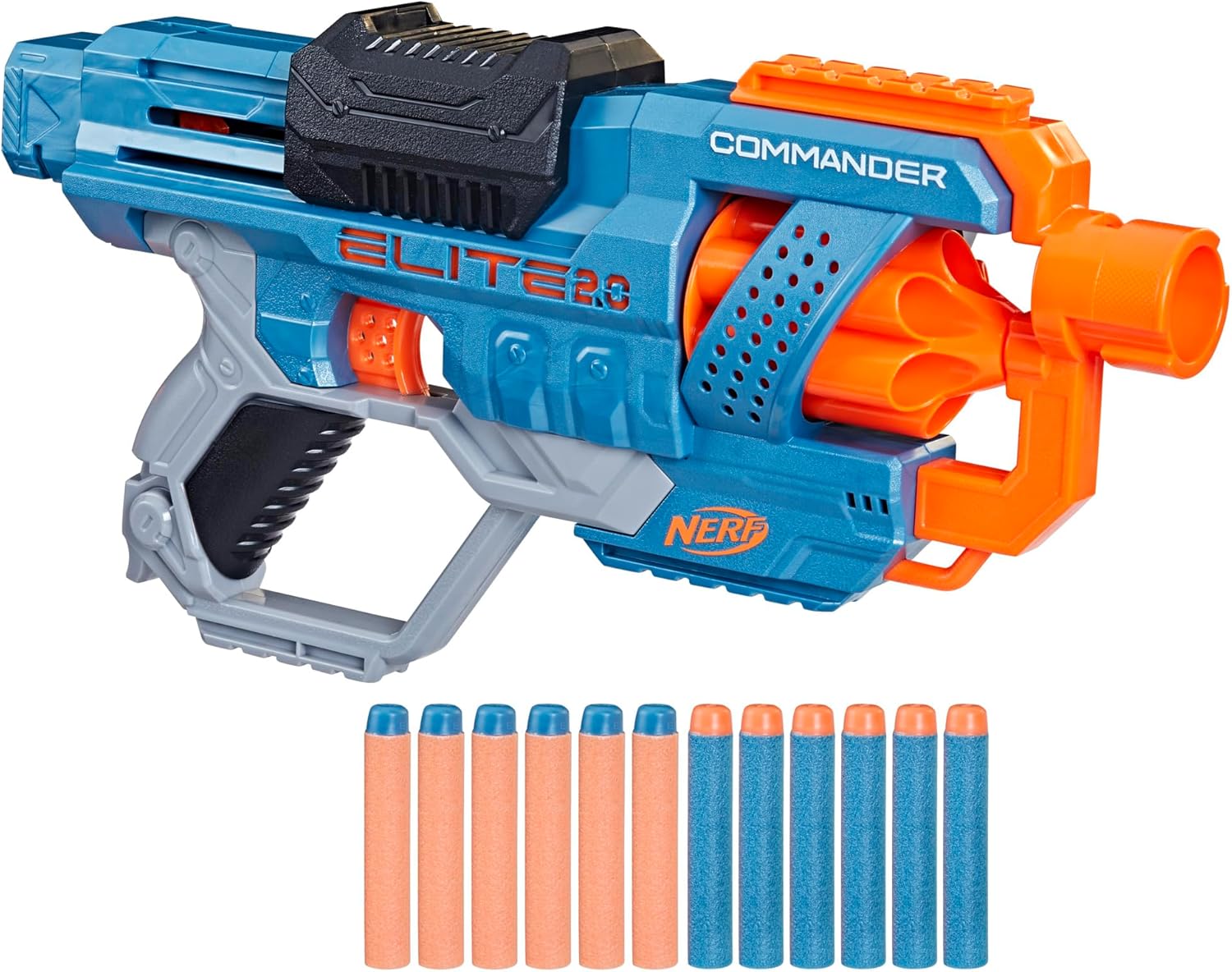 NERF Elite 2.0 Commander RD-6 Dart Blaster, 12 Darts, 6-Dart Rotating Drum, Outdoor Toys, Ages 8 and Up - Nerf - 