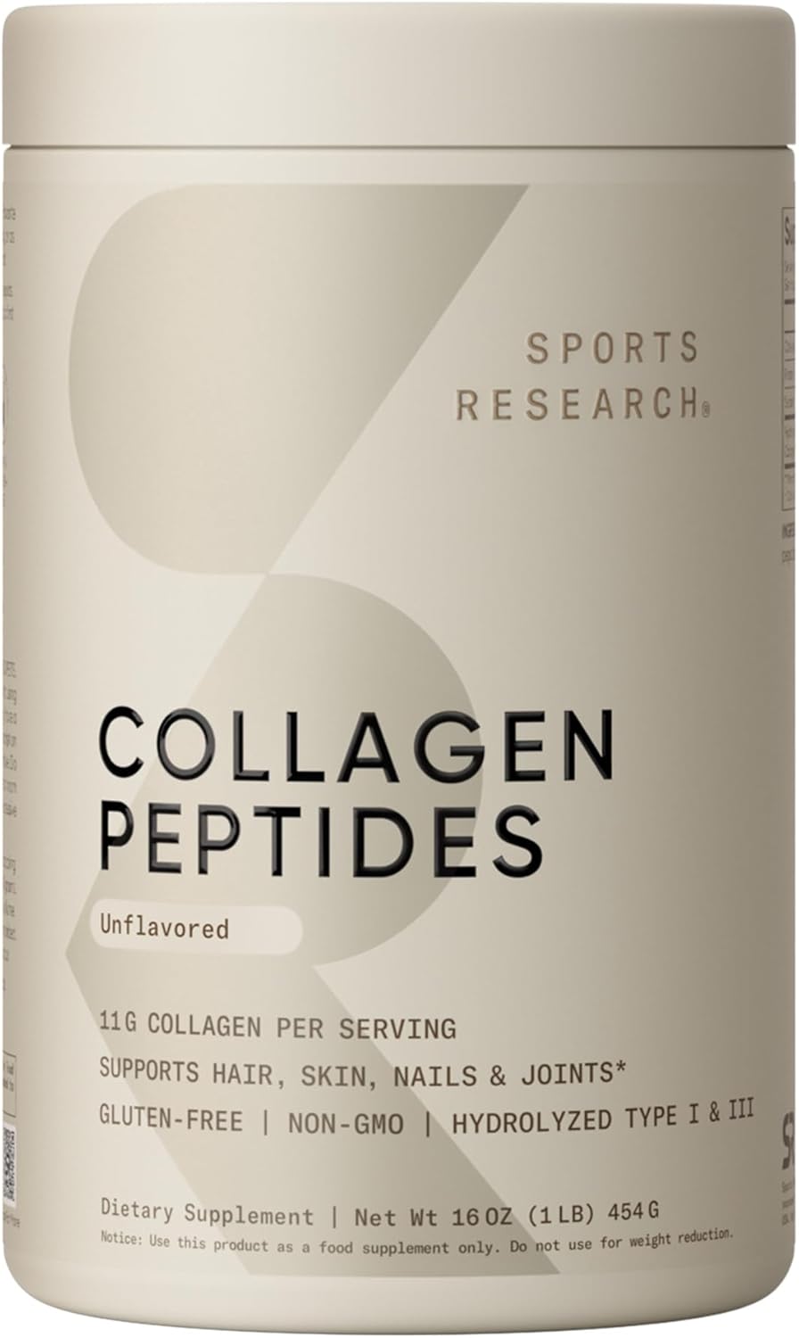 Sports Research Collagen Peptides - Hydrolyzed Type 1 & 3 Collagen Powder Protein Supplement for Healthy Skin, Nails, & Joints - Easy Mixing Vital Nutrients & Proteins, Collagen for Women & Men - Amazon - 