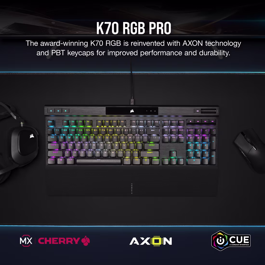 K70 RGB PRO Mechanical Gaming Keyboard with PBT DOUBLE SHOT PRO Keycaps - View image 2