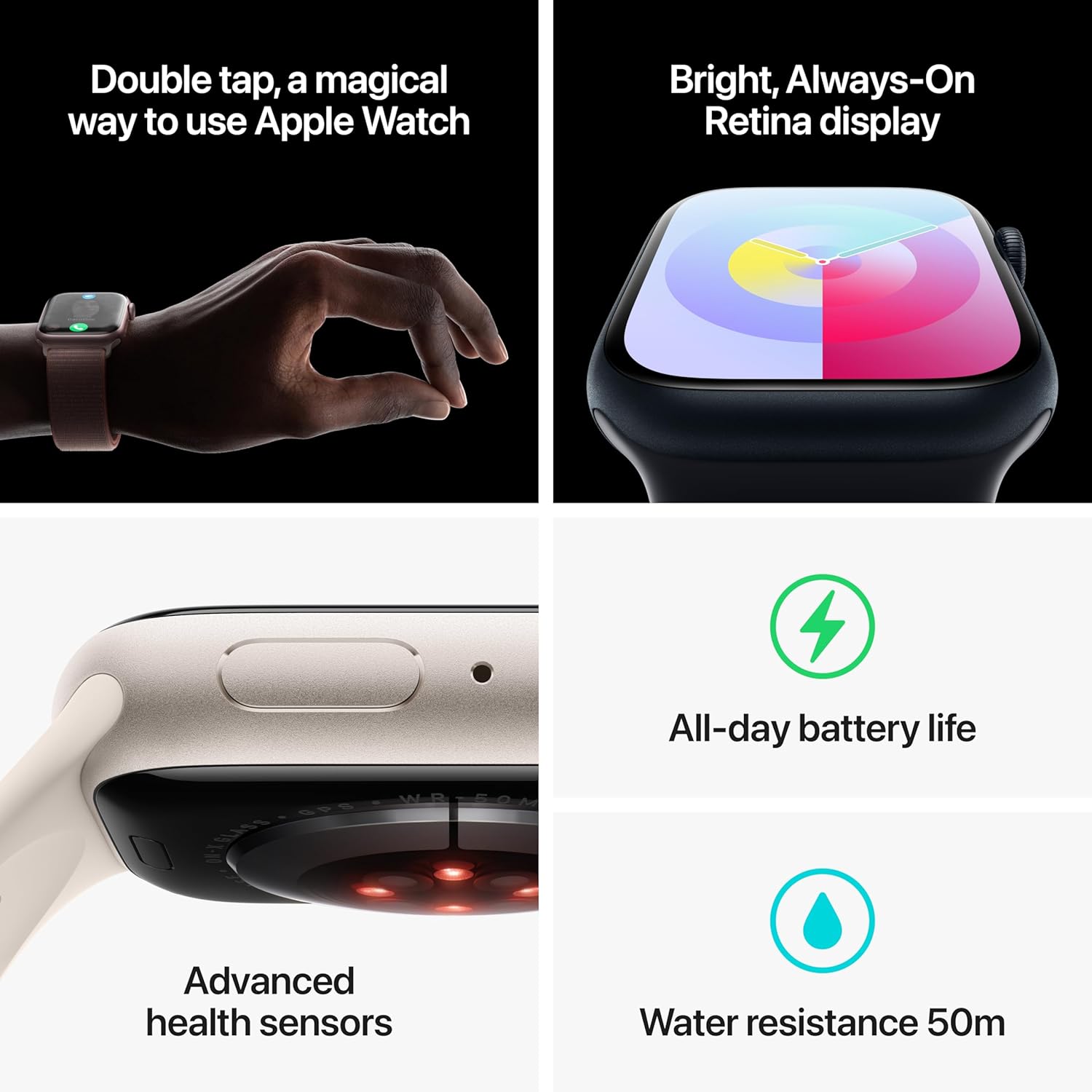 Apple Watch Series 9 [GPS 41mm] Smartwatch with Midnight Aluminum Case with Midnight Sport Loop. Fitness Tracker, Blood Oxygen & ECG Apps, Always-On Retina Display, Carbon Neutral - View image 5