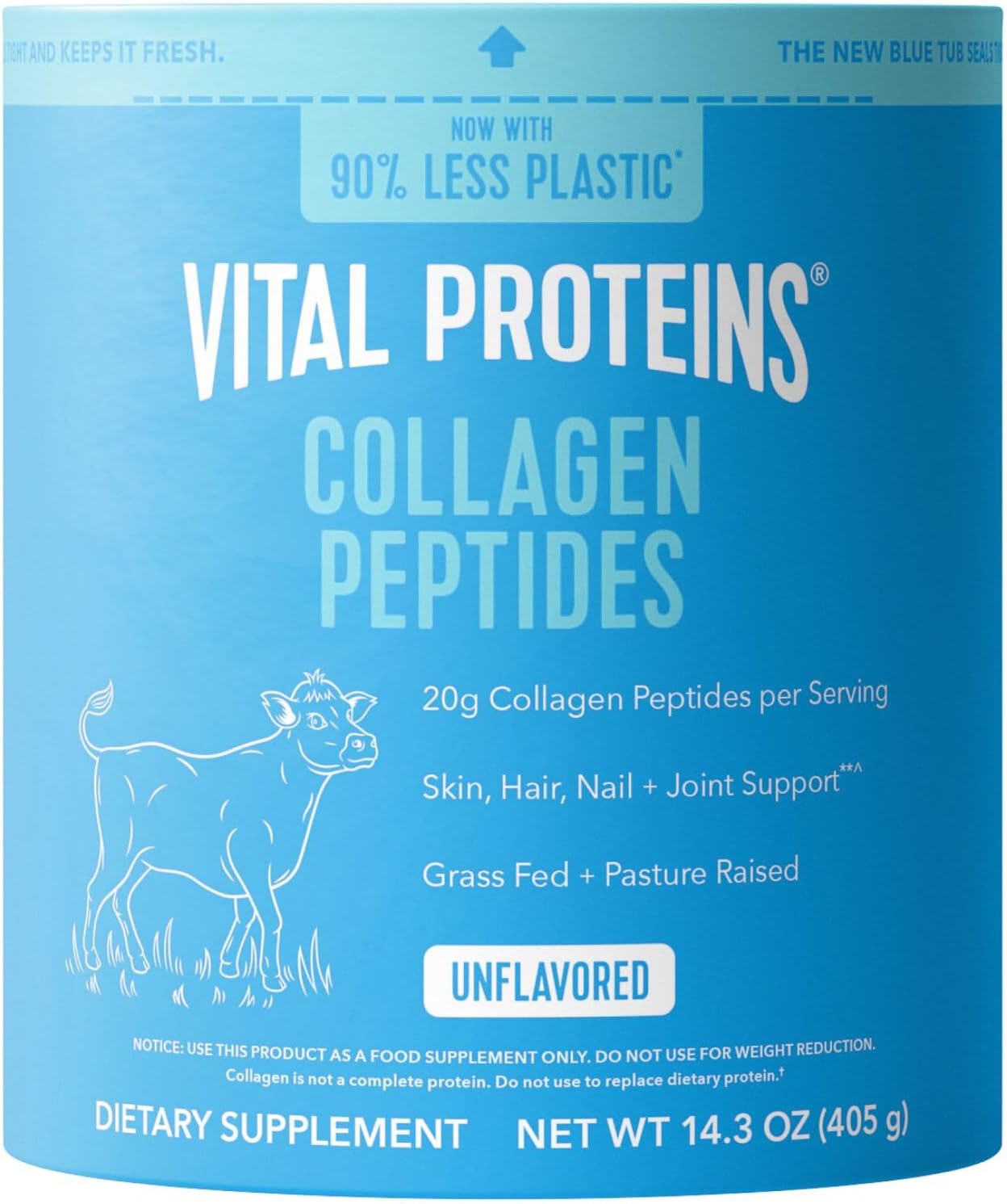 Vital Proteins Collagen Peptides Powder - Grass Fed Collagen Peptides for Hair, Nail, Skin, Bone & Joint Health, Unflavored, 14.3oz - Amazon - 