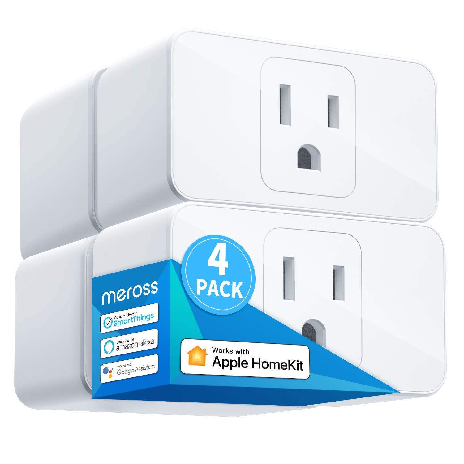meross Smart Plug Mini, 15A & Reliable Wi-Fi, Support Apple HomeKit, Siri, Alexa, Echo, Google Assistant and Nest Hub, App Control, Timer, No Hub Needed, 2.4G WiFi Only, 4 Pack - Amazon - 