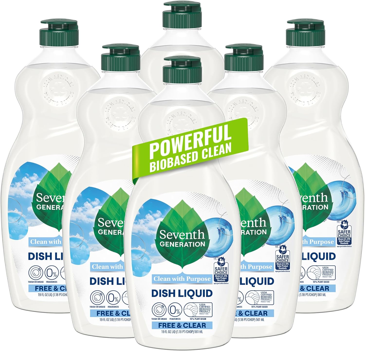 Seventh Generation Dish Liquid Soap Free & Clear liquid soap Pack of 6 Dishwashing Soap Dish Soap for sensitive skin 19 oz - Amazon - 