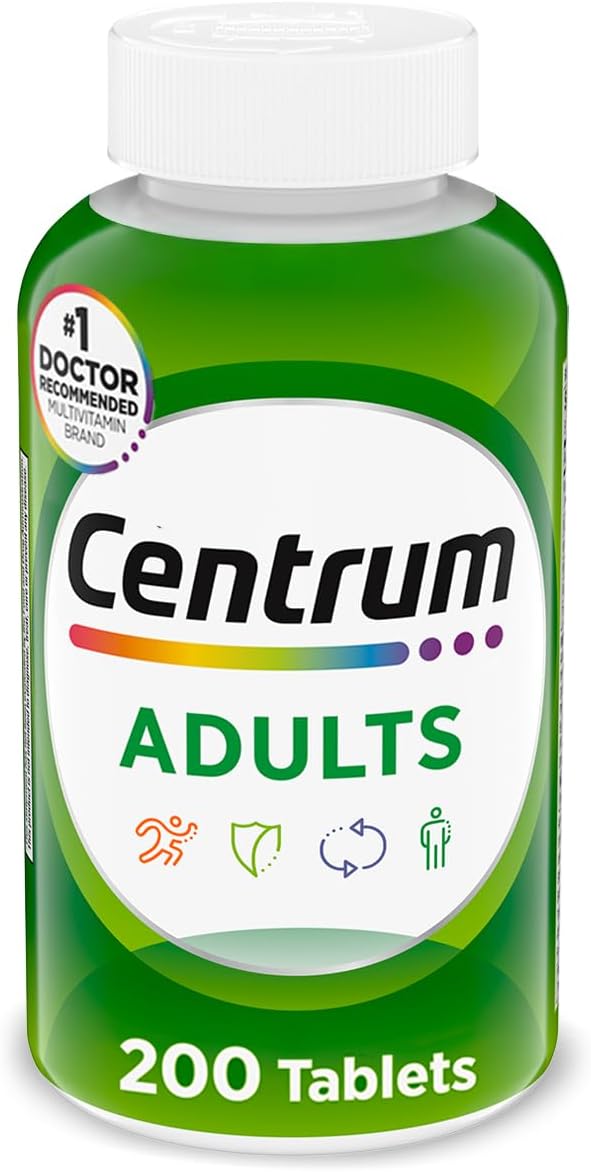 Centrum Adult Multivitamin/Multimineral Supplement with Antioxidants, Zinc, Vitamin D3 and B Vitamins, Gluten Free, Non-GMO Ingredients - 200 Count - Amazon - 