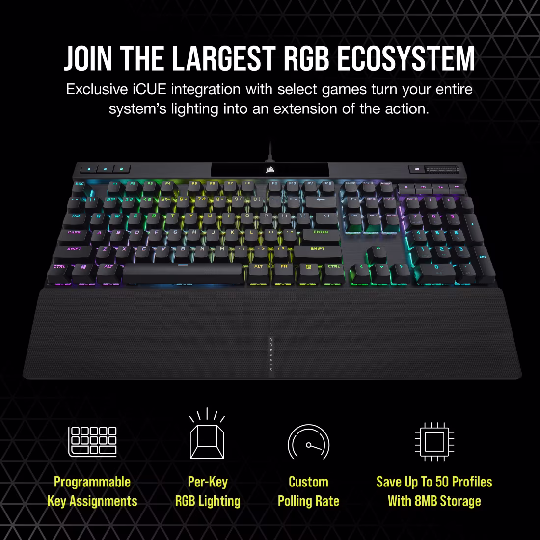 K70 RGB PRO Mechanical Gaming Keyboard with PBT DOUBLE SHOT PRO Keycaps - View image 24