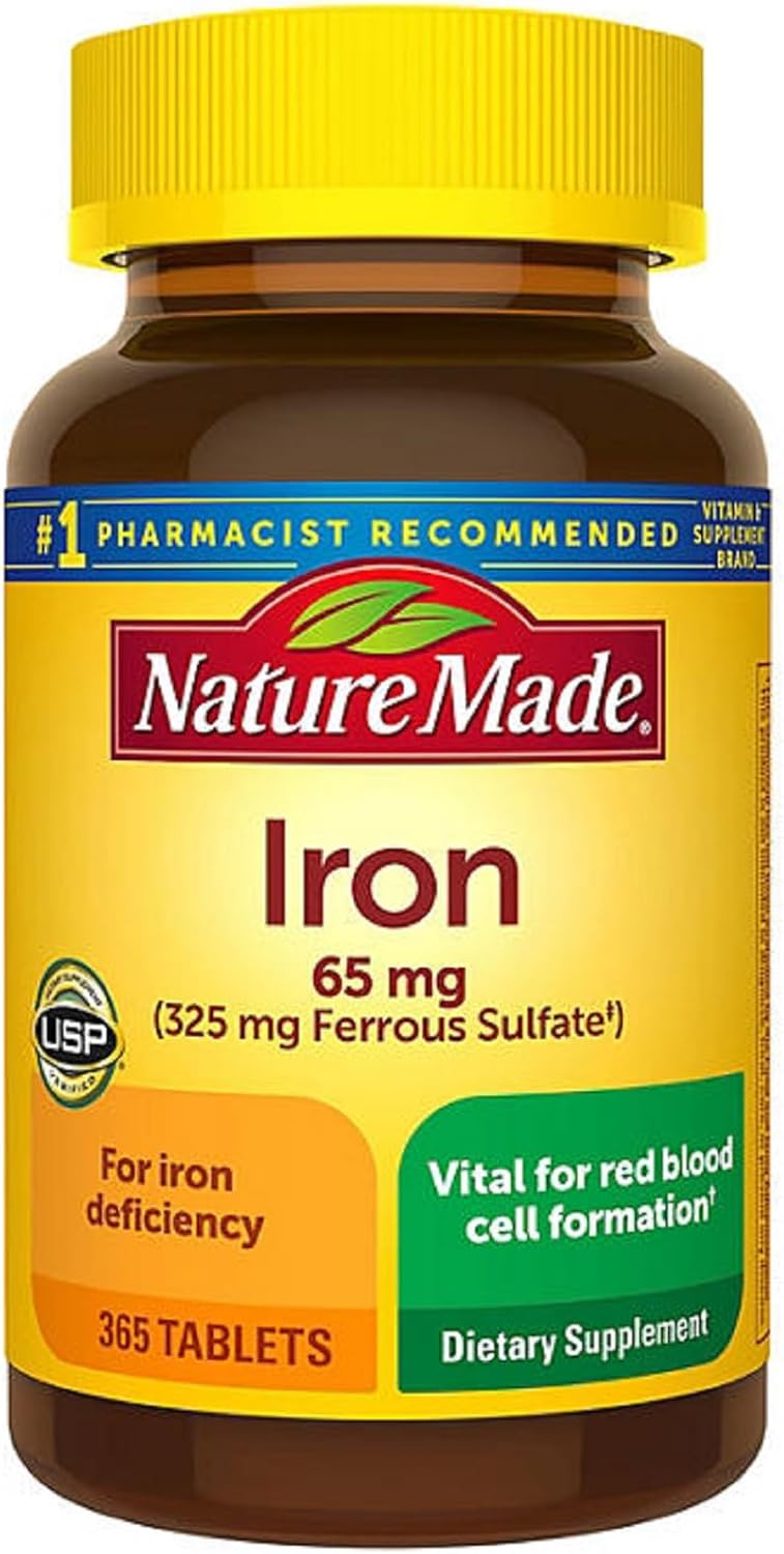 Nature Made Iron 65 mg (from Ferrous Sulfate) Tablets for Red Blood Cell Formation (365 ct.). - Amazon - 